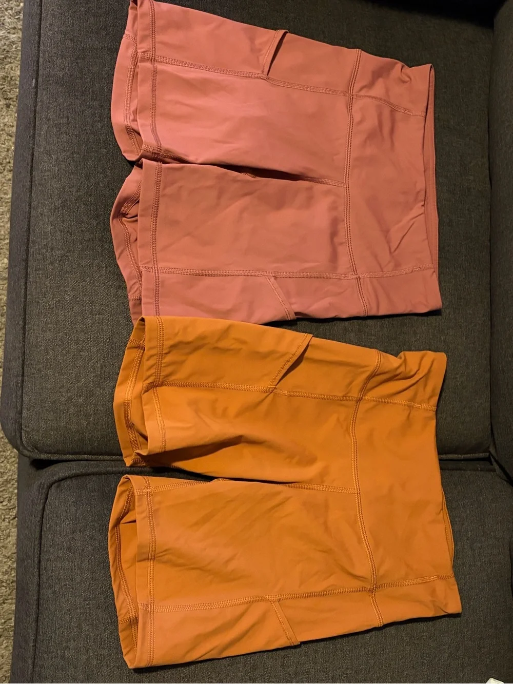 2 Women’s Lululemon Shorts — Dusty Rose & Burnt Orange